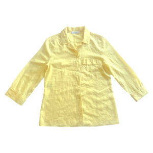 PRADA YELLOW SILK BUTTON DOWN LONG SLEEVE DRESS SHIRT WOMENS MEDIUM 42